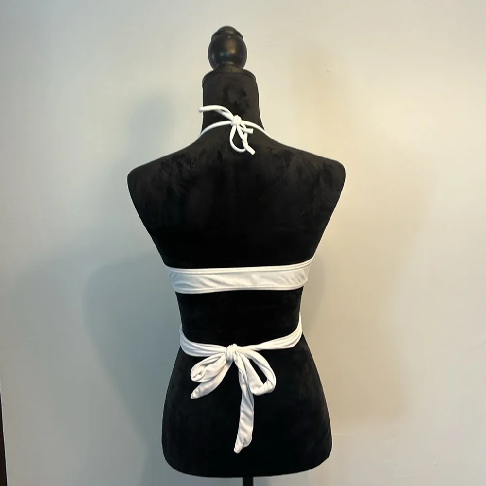 Women’s White Halter Wrap Bikini Top
